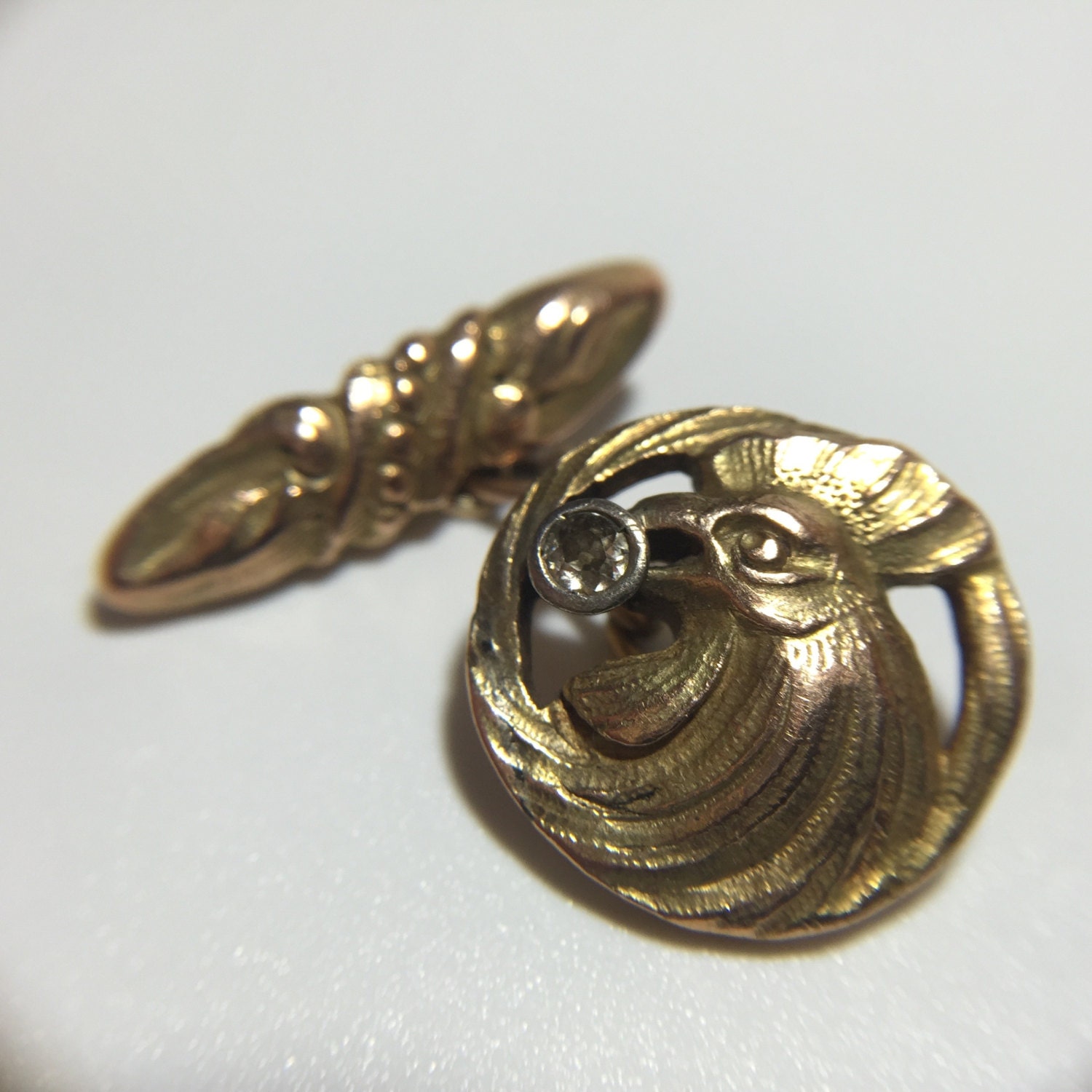 14K Gold and Diamond Art Nouveau Double Sided Rooster - Etsy