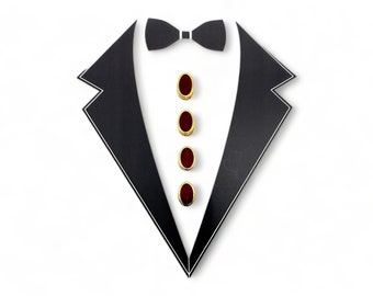 Vintage Tuxedo Shirt Stud Set Red Enamel Wedding Gifts, Groomsmen's Gift,