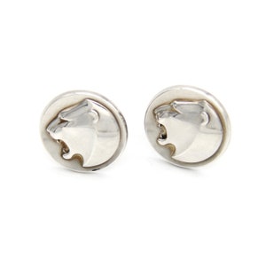1950s Georg Jensen Large Cufflinks Sterling Silver Cougar Vintage Denmark Weddings Men&#39;s Fathers Day Gifts Jewelry Accessories Art Animals