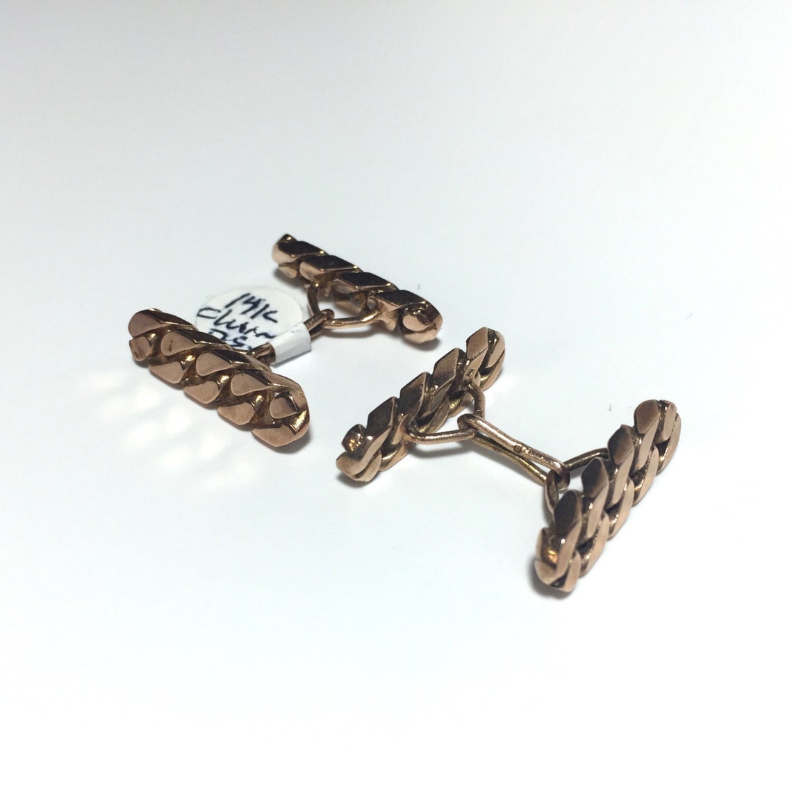 Heavy 14K Gold Double Sided Chain Cufflinks in Box Circa Etsy Hong Kong
