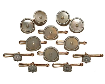 Boutons De Manchette Art Déco | Plaqué Or 18K (750) | Pierre Bleue | Occasion