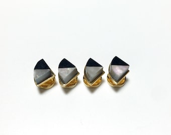 Vintage Onyx Mother of Pearl Tuxedo Shirt Studs, Set of 4