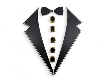 Vintage Gold-plated and Black Enamel 5 Tuxedo Shirt Stud Set In Gift Box, Wedding Gifts, Groomsmen's Gift, Father's Day