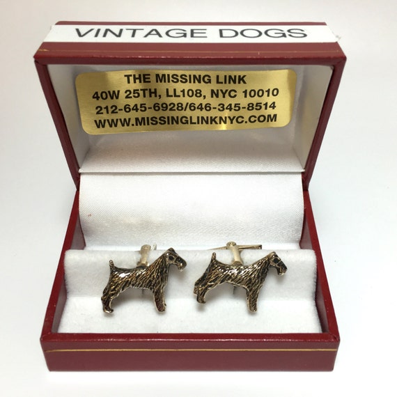 Vintage 1950's Terrier Dog Cufflinks with Box - image 1