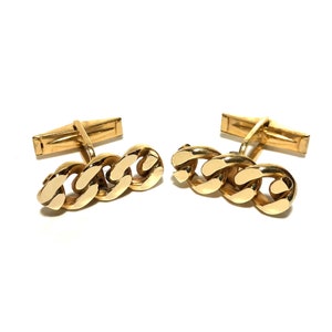 Vintage 14k Gold Chain Mid Century Cufflinks, 11.3 Grams, with Gift Box, Men&#39;s Accessories, Weddings, Holidays, Fathers Day, Jewelry
