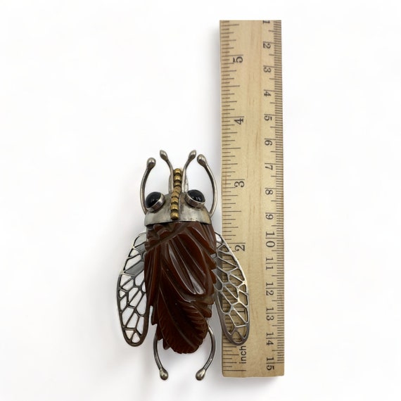 Vincent Simone Sterling & Brown Bakelite Cicada P… - image 1