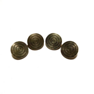 Antique Art Deco 14k Gold Double Sided Round Cufflinks, 12.7 Grams, with Gift Box, Men&#39;s Accessories, Weddings