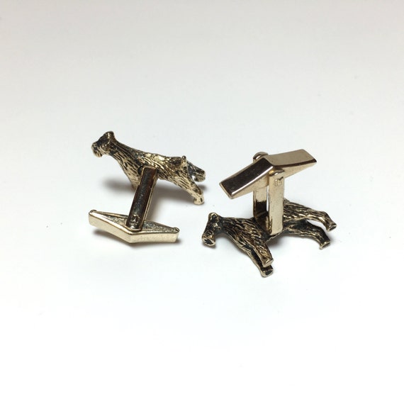 Vintage 1950's Terrier Dog Cufflinks with Box - image 3