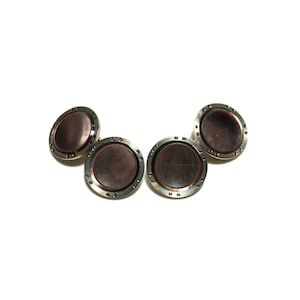 Antique Art Deco 10k Gold and Platinum Abalone Double Sided Round Cufflinks with Gift Box, Men&#39;s Accessories, Weddings, Fathers Day