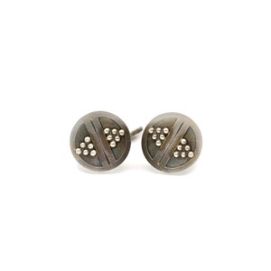 Modernist Georg Jensen Denmark Solid Sterling Silver Milgrain Beaded Round Cufflinks Design #57