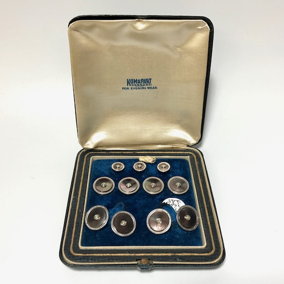 Art Deco Kum A Part Gold Filled Abalone Shell Stu… - image 1