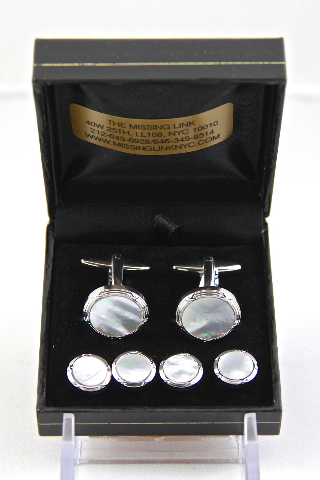 ☆TATIANA☆ Margaret Pearl Cuff Set SE0092 Tuxedo Mother Of Pearl Five-stud Set | Metal Cufflinks | The