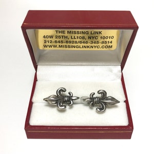 Vintage Sterling Fleur de Lis Manschettenknöpfe mit Box, Herrengeschenke, Hochzeitsgeschenke, Vatertagsgeschenke, formelle Geschenke, Geschäftsgeschenke