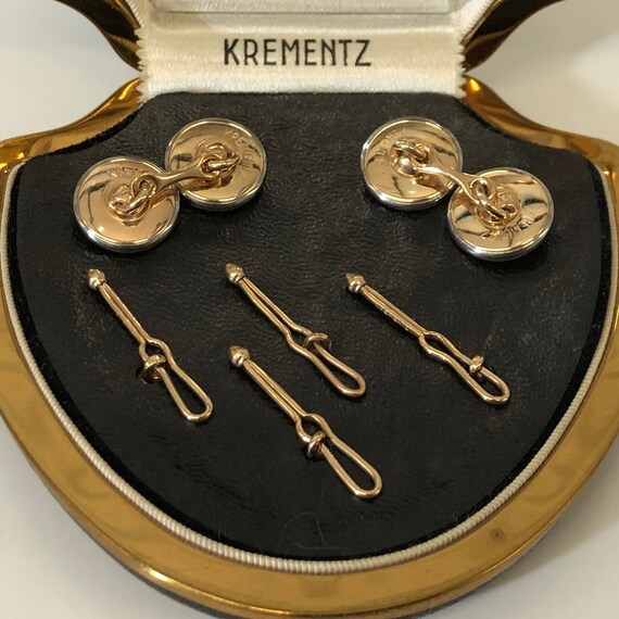 Krementz Art Deco Gold and Abalone with Platinum … - image 3