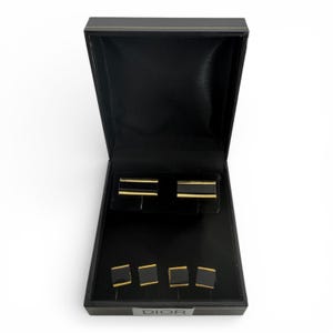 Vintage Christian Dior Gold Plate & Onyx Cufflink Set, 1960s