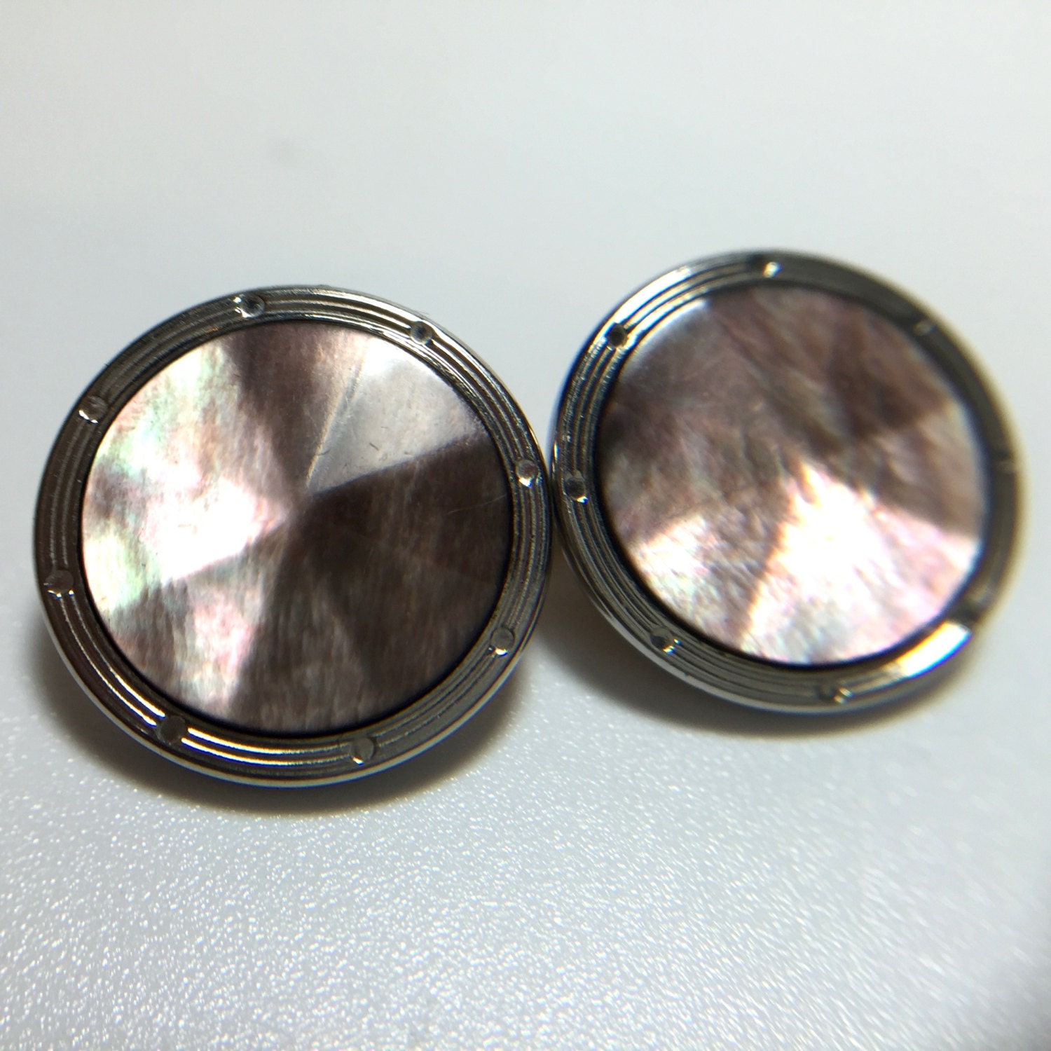 Art Deco Krementz Abalone Cufflink Set, Platinum Inlay, Gold Filled ...