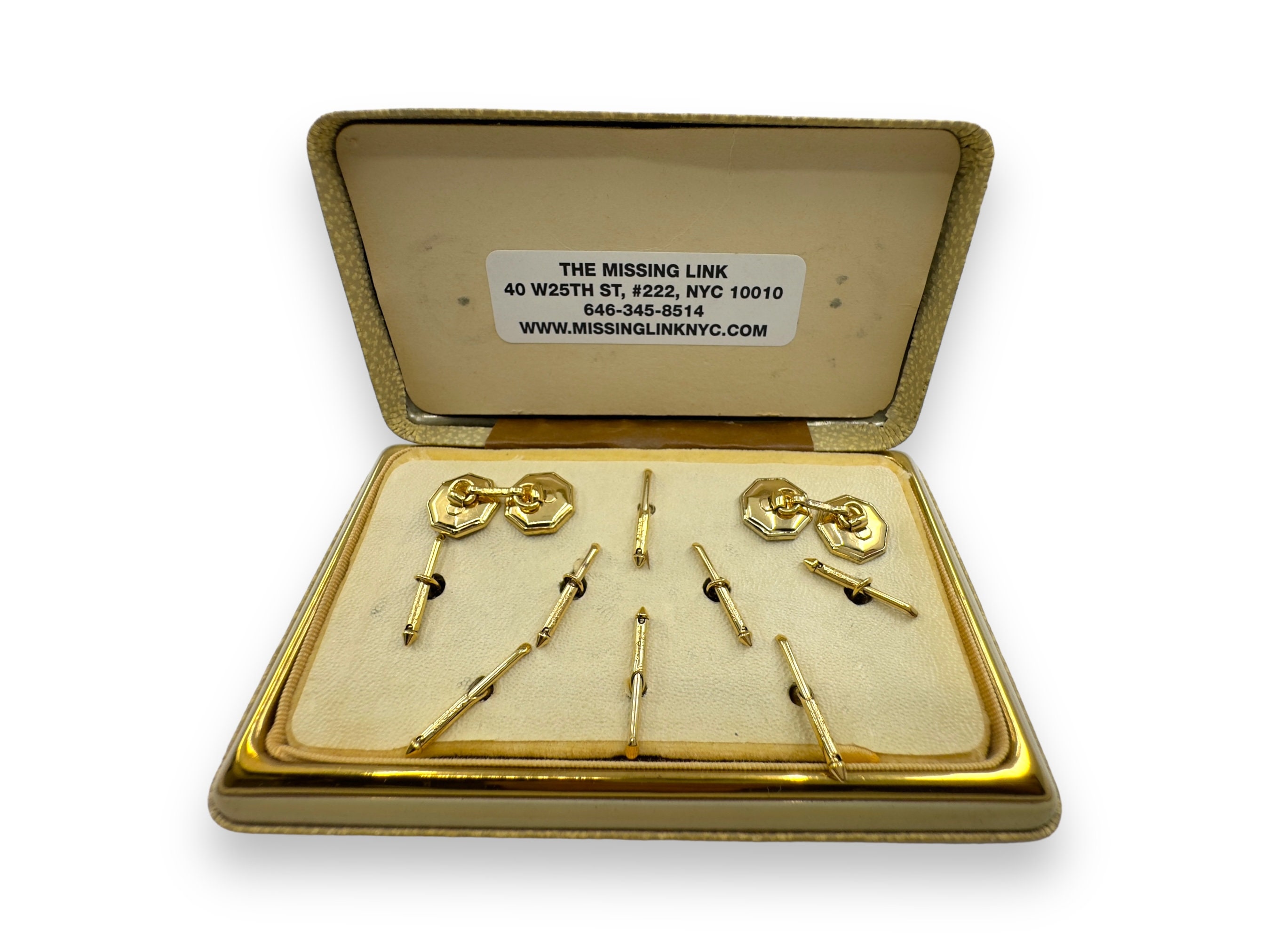Larter Art Deco Gold-plated & Smoke Mother of Pearl 4 Tuxedo Larter Art Deco Gold-plated & Smoke Mother of Pearl 4 Tuxedo