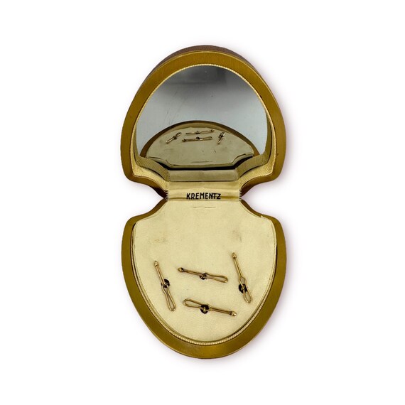 Krementz Art Deco Abalone and Gold Filled Double … - image 2