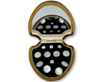 Krementz Art Deco Gold Filled and Mother of Pearl 4 Tuxedo Shirt Studs 4 Vest Studs with Matching Double Sided Cufflinks in Original Box