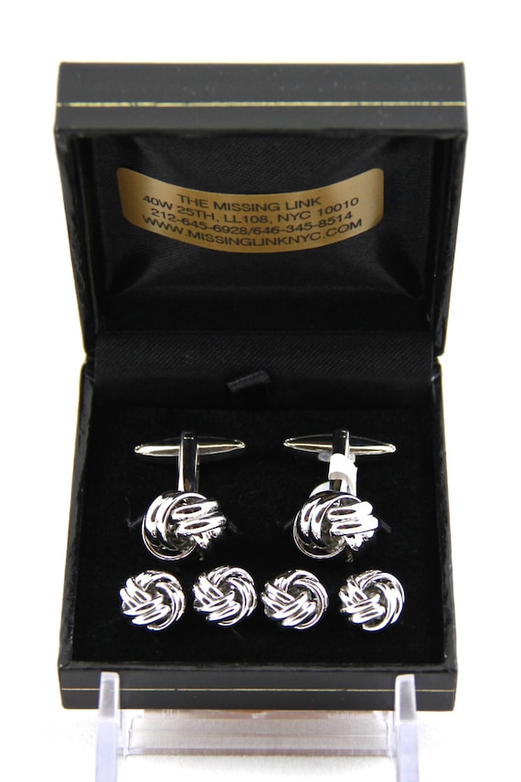 Chrome Knots Tuxedo 4 Stud Set and Matching Cuffl… - image 1