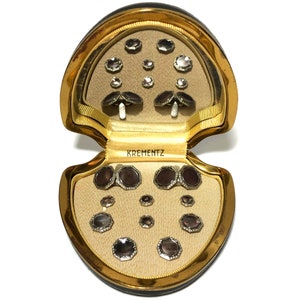 Krementz Art Deco Abalone with Platinum Inlay Rims and Gold Tuxedo Stud Set with Matching Cufflinks & Vest Studs in Original Box