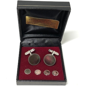 1950s SWANK Abalone Iridescent Art Deco Cufflinks Stud Set Men&#39;s Jewelry Accessories Gifts Holidays Weddings Tuxedo Fashion