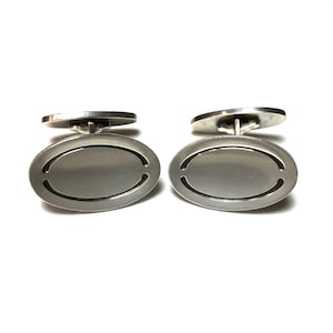 1950s Vintage Georg Jensen Sterling Silver Cufflinks Oval Semi-Circle Denmark Semi Circle Oval #75 Cufflinks Weddings Gifts Tuxedo Art Deco