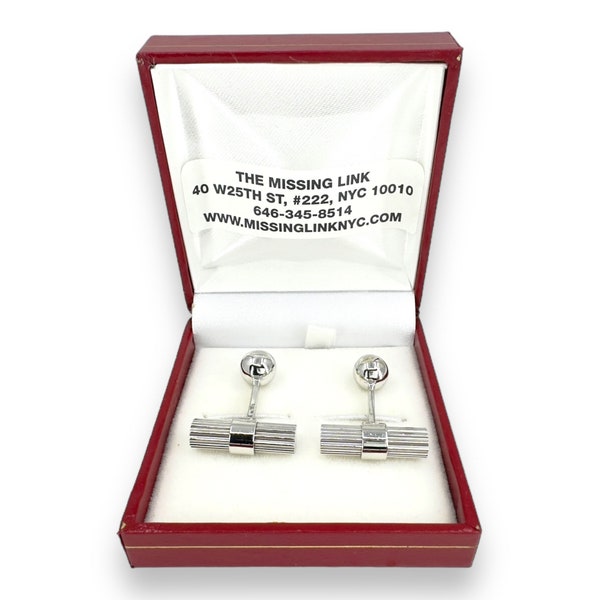 Tom Ford 18k White Gold STRIPED T CUFFLINKS James Bond Daniel Craig Skyfall .1 grams