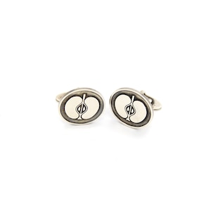 20th Century Georg Jensen Sterling Silver and Niello Apple Cufflinks Design #111 Circa 1970&#39;s, Wedding Gifts, Men&#39;s Gifts