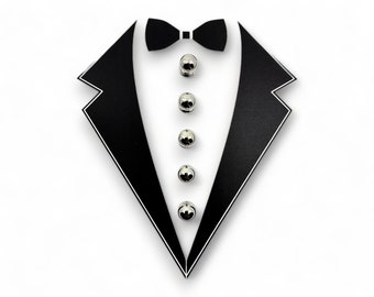 Vintage Tuxedo 4 Chrome Shirt Stud Set with Gift Box, Wedding Gifts, Groomsmen&#39;s Gift, Father&#39;s Day Gifts, Holiday