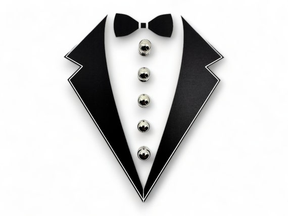 Vintage Tuxedo Chrome Shirt Stud Set With Gift Box, Wedding