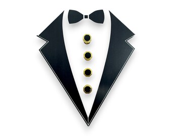 Vintage Gold-plated and Enamel 4 Tuxedo Shirt Stud Set In Gift Box, Wedding Gifts, Groomsmen's Gift, Father's Day