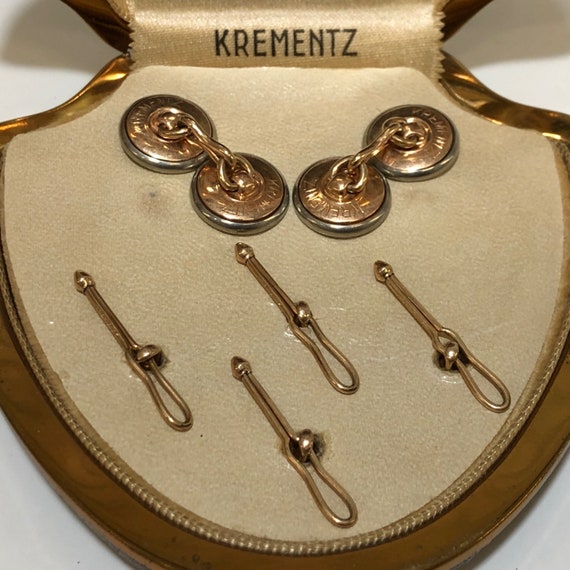 Krementz Art Deco Gold and Black Enamel with Plat… - image 3