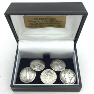 Sterling Silver Double Sided Mercury Dime French Cufflinks Circa 2000&#39;s