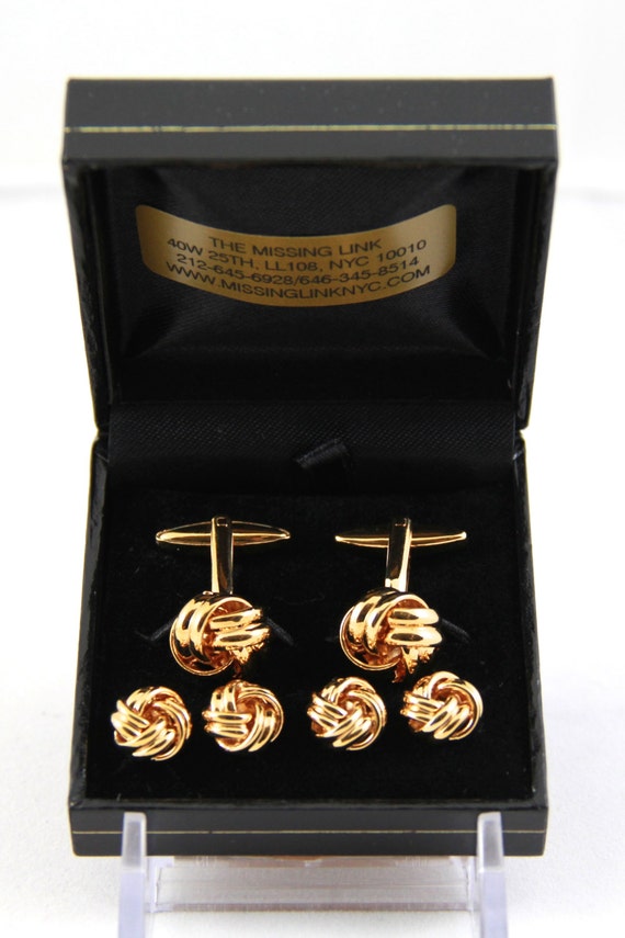 Gold Filled Knots Tuxedo 4 Stud Set and Matching Cufflinks | Etsy