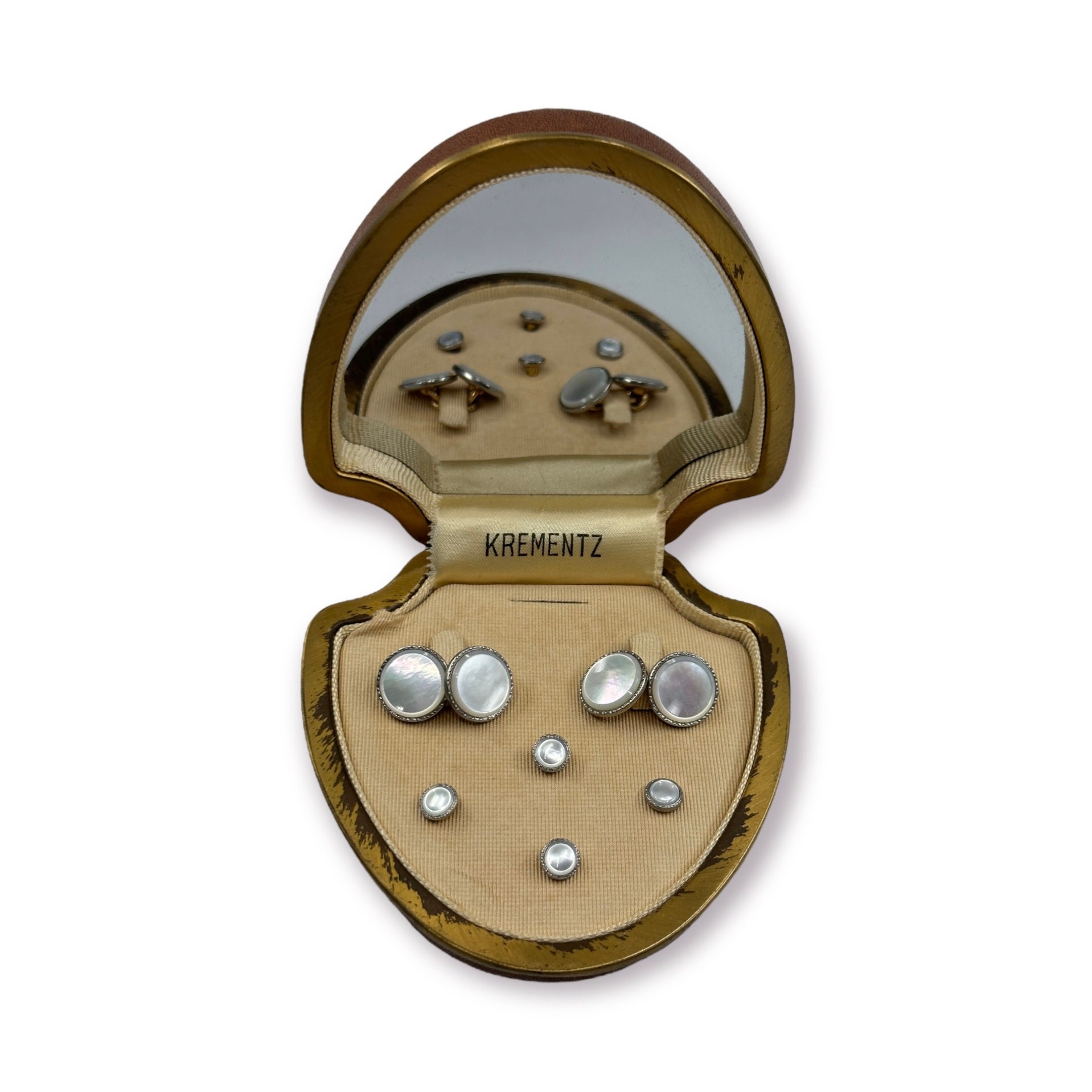 Krementz Art Deco Gold Filled and Mother of Pearl With