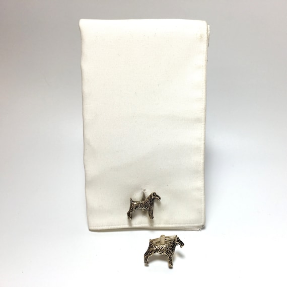 Vintage 1950's Terrier Dog Cufflinks with Box - image 2