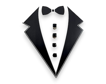 Vintage Chrome and Black Enamel 4 Tuxedo Shirt Stud Set In Gift Box, Wedding Gifts, Groomsmen's Gift, Father's Day