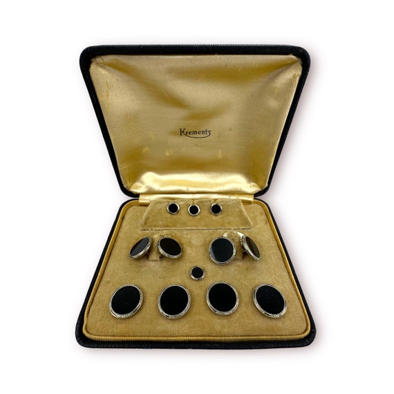 Krementz Art Deco Gold Filled with Platinum Inlay… - image 1