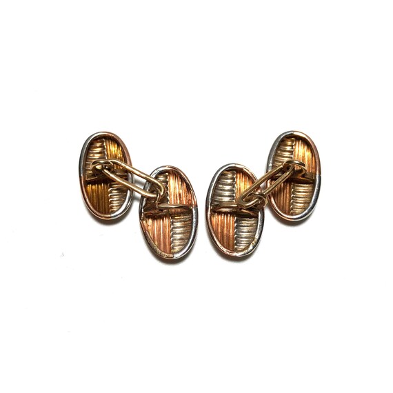 Art Deco 18K Rose Gold and Platinum Two Tone Doub… - image 2