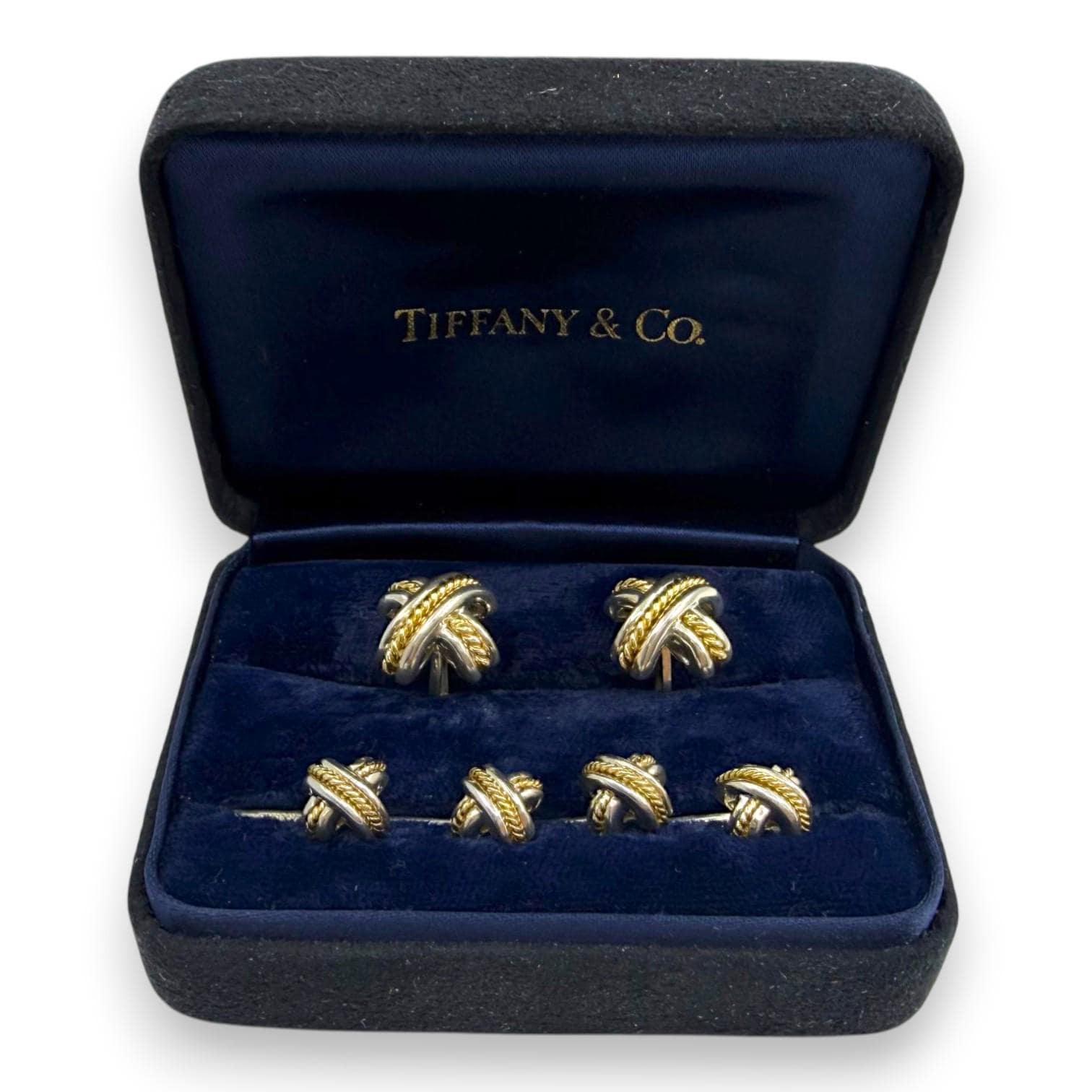 Tiffany & Co. Sterling Silver 18K Gold X Motif 4 Tuxedo Shirt