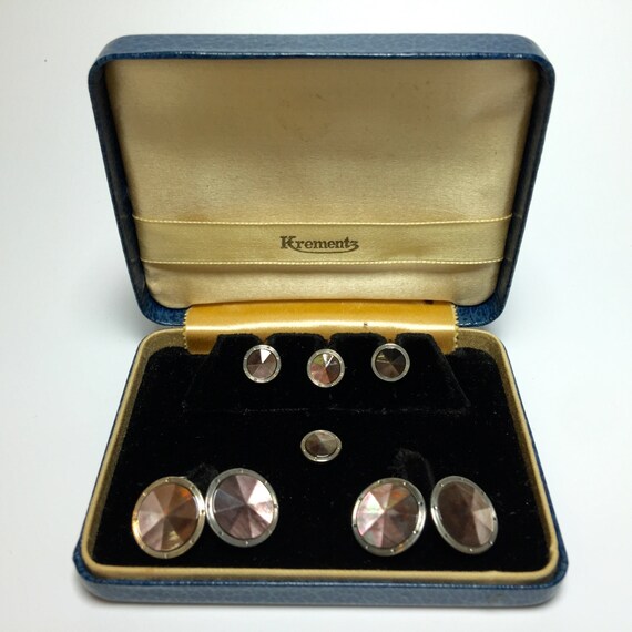 Art Deco Krementz Gold and Abalone with Platinum … - image 1