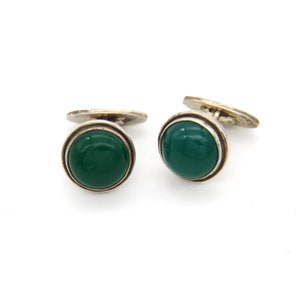 1950s Georg Jensen Cufflinks Sterling Silver Chrysoprase Vintage Denmark Art Deco Weddings Gifts Men&#39;s Fathers Day Jewelry Accessories