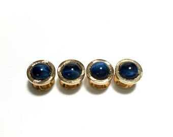 Vintage Tuxedo 4 Blue Cats Eye Shirt Stud Set Wedding Gifts, Groomsmen's Gift,