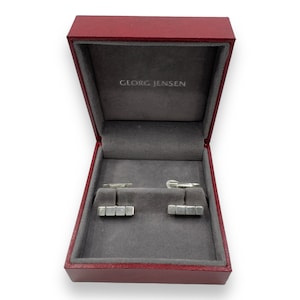 Georg Jensen 1950&#39;s Denmark Sterling Silver .925 and Hematite No. 64 Cufflinks, 13.8 grams Formal Gifts, Weddings Gifts