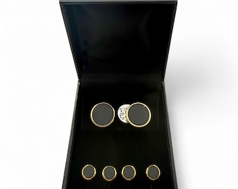 Christian Dior Cufflinks and Studs, Dior Gold and Black Onyx Christian Dior Cufflinks and Studs, Dior Gold and Black Onyx