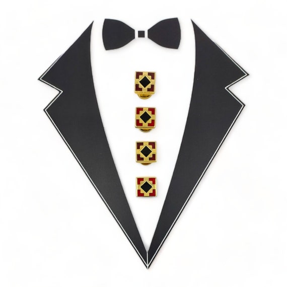Vintage Tuxedo 4 Enamel And Onyx Shirt Stud Set W… - image 1