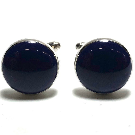 Vintage Deco Chrome and Blue Enamel Tuxedo Stud S… - image 2