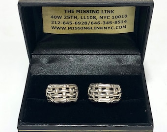 John Hardy Sterling Silver Cufflinks with Box Circa 2000's 13.6 grams Mens Gifts Weddings Gifts Fathers Day Gifts