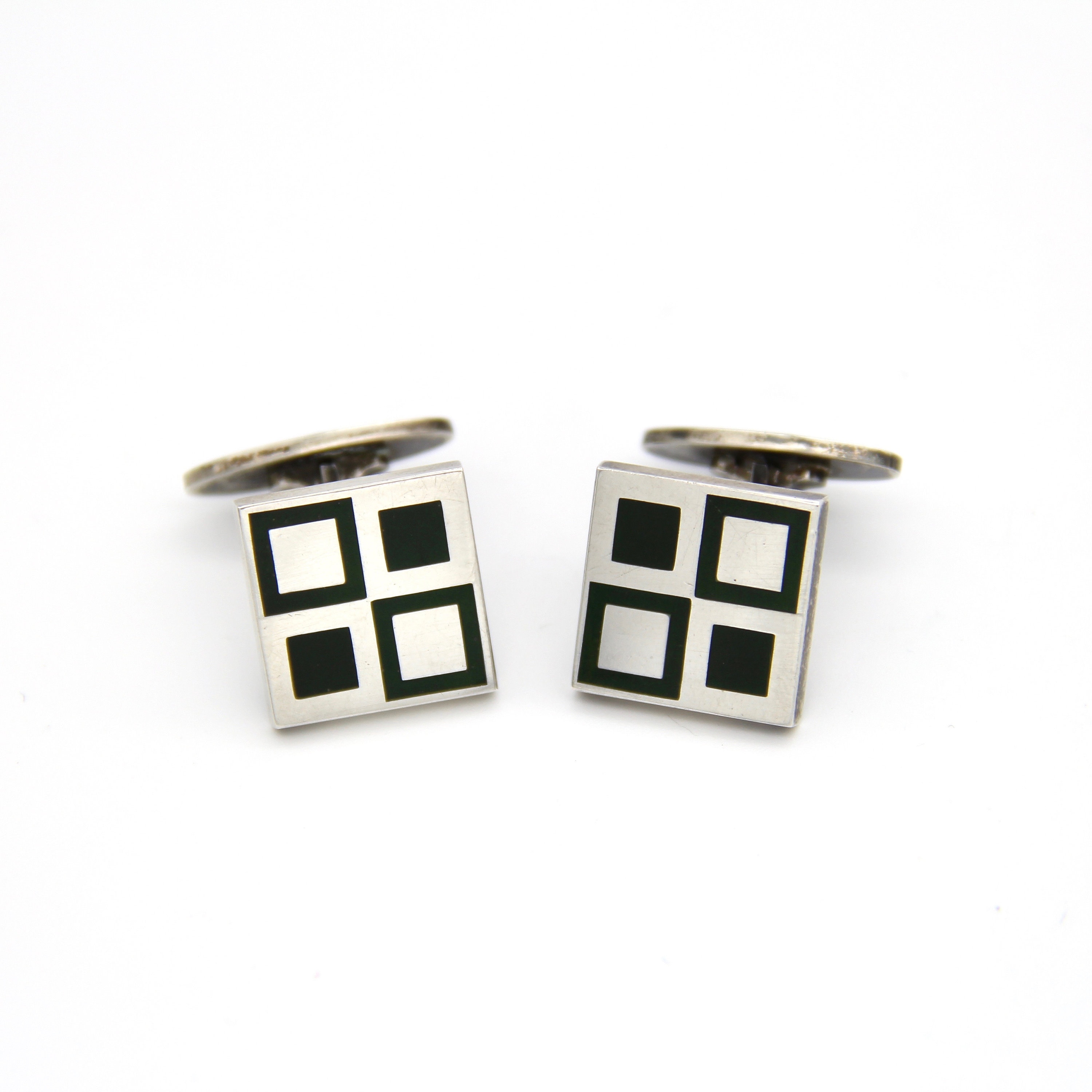 Georg Jensen Denmark Sterling Silver and Inlaid Black Enamel